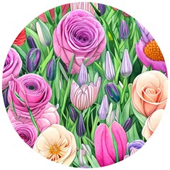 Classic Watercolor Flowers Wooden Puzzle Round by GardenOfOphir