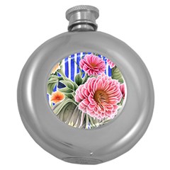 Choice Watercolor Flowers Round Hip Flask (5 Oz) by GardenOfOphir