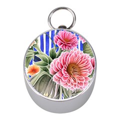 Choice Watercolor Flowers Mini Silver Compasses by GardenOfOphir