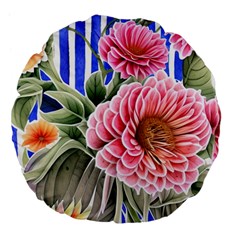 Choice Watercolor Flowers Large 18  Premium Flano Round Cushions by GardenOfOphir