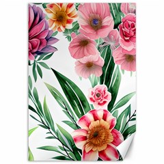 Chic Watercolor Flowers Canvas 12  X 18  by GardenOfOphir