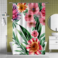 Chic Watercolor Flowers Shower Curtain 48  X 72  (small)  by GardenOfOphir