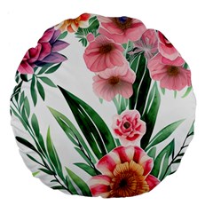 Chic Watercolor Flowers Large 18  Premium Flano Round Cushions by GardenOfOphir