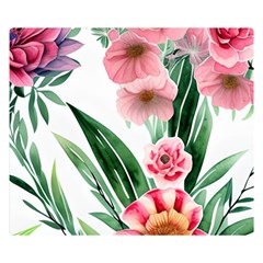 Chic Watercolor Flowers Premium Plush Fleece Blanket (small) by GardenOfOphir