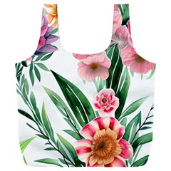 Chic Watercolor Flowers Full Print Recycle Bag (xxl) by GardenOfOphir