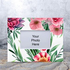 Chic Watercolor Flowers White Tabletop Photo Frame 4 x6  by GardenOfOphir