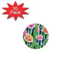 Dazzling Watercolor Flowers 1  Mini Buttons (10 Pack)  by GardenOfOphir