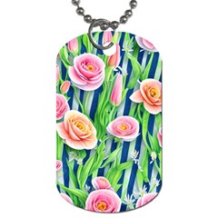 Dazzling Watercolor Flowers Dog Tag (one Side) by GardenOfOphir