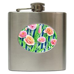 Dazzling Watercolor Flowers Hip Flask (6 Oz) by GardenOfOphir