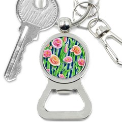 Dazzling Watercolor Flowers Bottle Opener Key Chain by GardenOfOphir