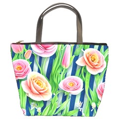 Dazzling Watercolor Flowers Bucket Bag by GardenOfOphir