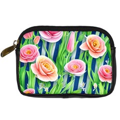 Dazzling Watercolor Flowers Digital Camera Leather Case by GardenOfOphir