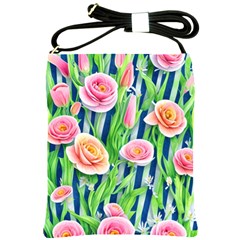 Dazzling Watercolor Flowers Shoulder Sling Bag by GardenOfOphir