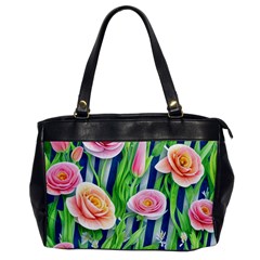 Dazzling Watercolor Flowers Oversize Office Handbag by GardenOfOphir