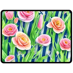 Dazzling Watercolor Flowers One Side Fleece Blanket (large) by GardenOfOphir