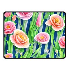 Dazzling Watercolor Flowers One Side Fleece Blanket (small) by GardenOfOphir