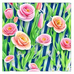 Dazzling Watercolor Flowers Square Satin Scarf (36  X 36 ) by GardenOfOphir