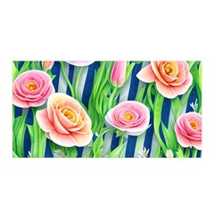 Dazzling Watercolor Flowers Satin Wrap 35  X 70  by GardenOfOphir