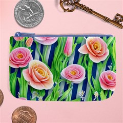 Dazzling Watercolor Flowers Large Coin Purse by GardenOfOphir