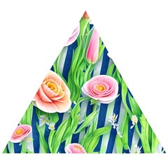 Dazzling Watercolor Flowers Wooden Puzzle Triangle by GardenOfOphir