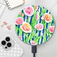 Dazzling Watercolor Flowers Wireless Fast Charger(white) by GardenOfOphir