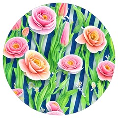 Dazzling Watercolor Flowers Round Trivet by GardenOfOphir