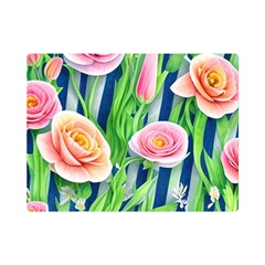 Dazzling Watercolor Flowers One Side Premium Plush Fleece Blanket (mini) by GardenOfOphir