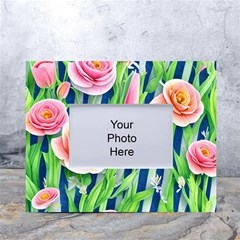 Dazzling Watercolor Flowers White Tabletop Photo Frame 4 x6  by GardenOfOphir