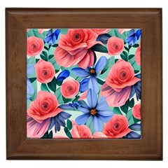 Classy Watercolor Flowers Framed Tile by GardenOfOphir