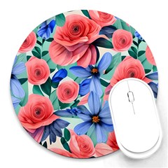 Classy Watercolor Flowers Round Mousepad by GardenOfOphir