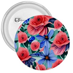 Classy Watercolor Flowers 3  Buttons by GardenOfOphir