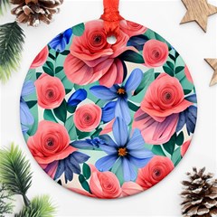 Classy Watercolor Flowers Ornament (round) by GardenOfOphir