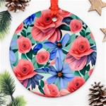 Classy Watercolor Flowers Ornament (Round) Front