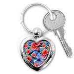 Classy Watercolor Flowers Key Chain (Heart) Front