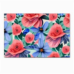 Classy Watercolor Flowers Postcard 4 x 6  (pkg Of 10) by GardenOfOphir