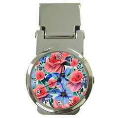 Classy Watercolor Flowers Money Clip Watches by GardenOfOphir