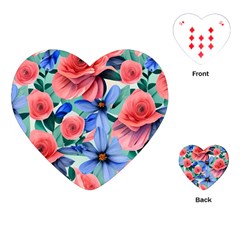 Classy Watercolor Flowers Playing Cards Single Design (heart) by GardenOfOphir