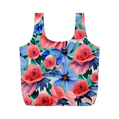 Classy Watercolor Flowers Full Print Recycle Bag (m) by GardenOfOphir