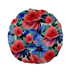 Classy Watercolor Flowers Standard 15  Premium Flano Round Cushions by GardenOfOphir