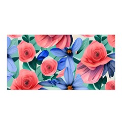 Classy Watercolor Flowers Satin Wrap 35  X 70  by GardenOfOphir