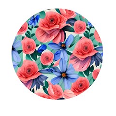 Classy Watercolor Flowers Mini Round Pill Box by GardenOfOphir