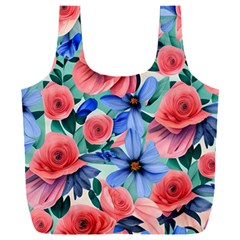 Classy Watercolor Flowers Full Print Recycle Bag (xxl) by GardenOfOphir