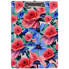 Classy Watercolor Flowers A4 Acrylic Clipboard by GardenOfOphir