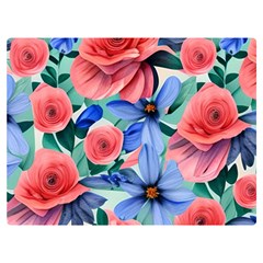 Classy Watercolor Flowers One Side Premium Plush Fleece Blanket (extra Small)