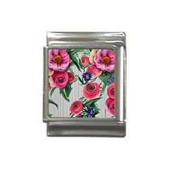 Cheerful Watercolor Flowers Italian Charm (13mm) by GardenOfOphir