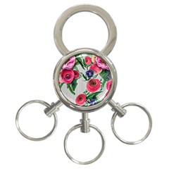 Cheerful Watercolor Flowers 3-ring Key Chain by GardenOfOphir