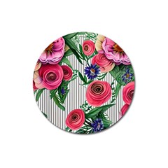 Cheerful Watercolor Flowers Magnet 3  (round) by GardenOfOphir