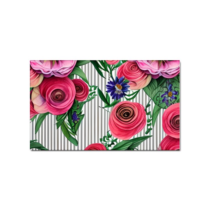 Cheerful Watercolor Flowers Sticker Rectangular (100 pack)