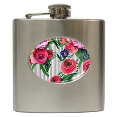 Cheerful Watercolor Flowers Hip Flask (6 Oz) by GardenOfOphir