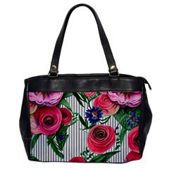 Cheerful Watercolor Flowers Oversize Office Handbag by GardenOfOphir